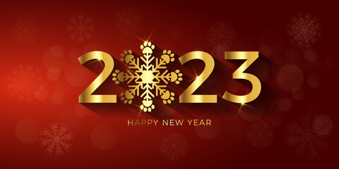 Fototapeta na wymiar Happy New Year 2023 paw prints snowflake