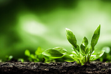 Green plant in the ground, ecology sustainability concept
