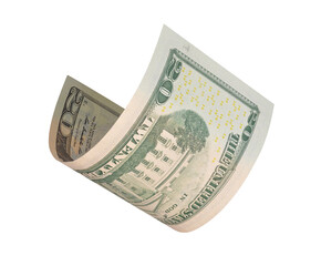 flying twenty dollars bill isolated