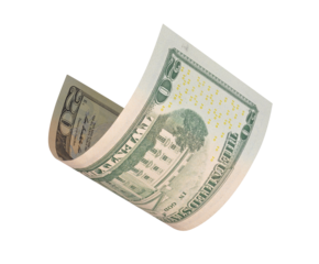 flying twenty dollars bill isolated