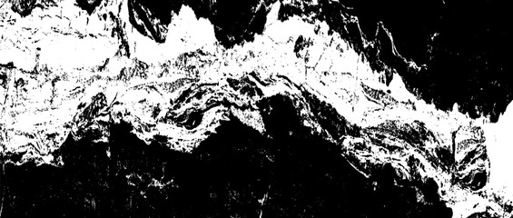 Monochrome texture composed of irregular graphic elements. Distressed uneven grunge background. Abstract vector illustration. Overlay for interesting effect and depth. Isolated on white background.

