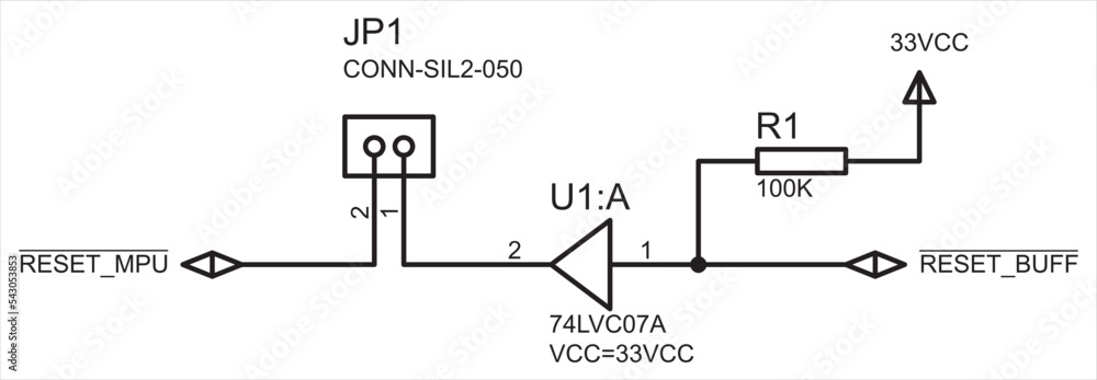 Aufkleber vector schematic diagram of electrical circuit with resistor, logic element, connector, connecting c