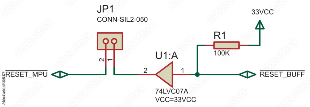 Poster vector schematic diagram of electrical circuit with resistor, logic element, connector, connecting c