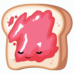 Slice of bread with peanut butter and jelly cartoon illustration. - 543054640