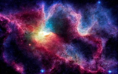 Deep space illustration of galaxy. Nebula. Star cluster.	