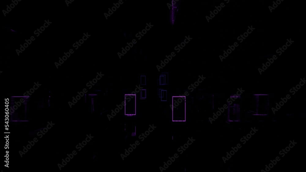 Aufkleber neon flash light structures. hi-tech neon sci-fi tunel. trendy neon glow lines form pattern and cons