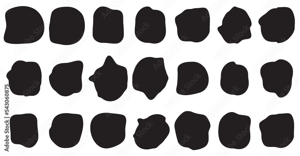 Aufkleber set of blob shapes. collection of abstract vector stains for your design. different drops in modern 