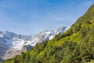 North Caucasus, high mountains of Ossetia, Glacier in the mountains.
