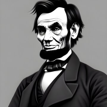 Munich, Germany, 01.11.2022: Illustrated Portrait of Abraham Lincoln . High quality illustration