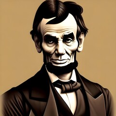 Fototapeta premium Munich, Germany, 01.11.2022: Illustrated Portrait of Abraham Lincoln . High quality illustration