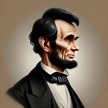 Munich, Germany, 01.11.2022: Illustrated Portrait of Abraham Lincoln . High quality illustration