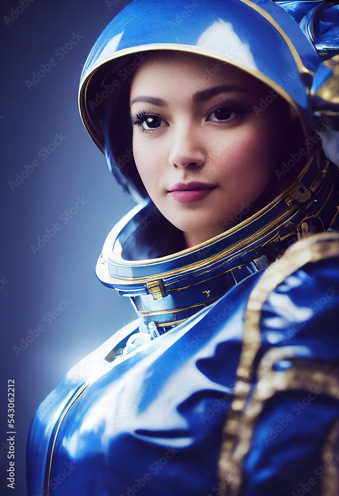 Wall mural a fictional person, not based on a real person. portrait of an fictional astronaut in a spacesuit. h