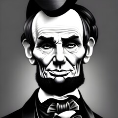 Fototapeta premium Munich, Germany, 01.11.2022: Illustrated Portrait of Abraham Lincoln . High quality illustration