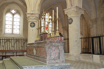 L'église collégiale Saint Quiriace, du 12eme siècle, vue de l'intérieur, ville de Provins,...