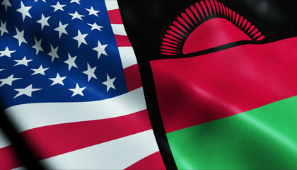 Malawi and USA Merged Flag Together A Concept of Realations