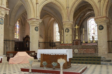 L'église collégiale Saint Quiriace, du 12eme siècle, vue de l'intérieur, ville de Provins,...