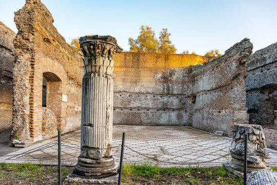 Villa Adriana or Hadrian's Villa. Roman archaeological complex at Tivoli, Italy