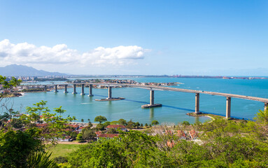 Panorâmica da Terceira Ponte vista do Convento da Penha.  Vila Velha, Vitória, Espirito Santo, Brasil