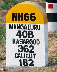 Foto op Plexiglas Milestone signage for National Highway 66 in India © libin