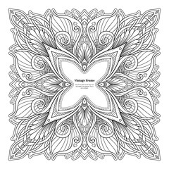 Decorative ornament border, frame, template for product label, cosmetic packaging. In art nouveau style, vintage, old, retro style. Vector illustration.