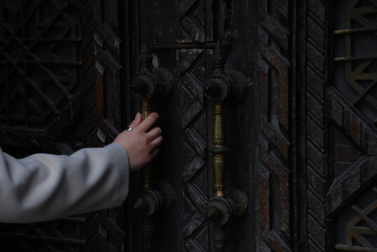 hand and door, dark, ghotic photo 