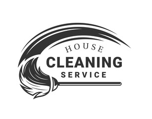 Mop cleaning. Vintage cleaning service label. Vector illustration
