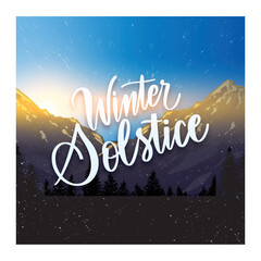 hand drawn winter solstice lettering vector design illustration