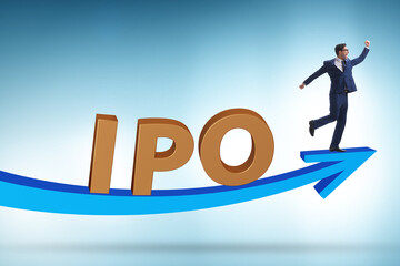 Businessman in the initial public offering IPO concept