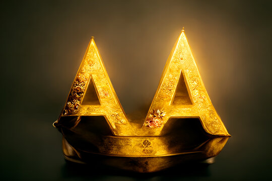 Doble Letra A de oro fundido, forma de corona
