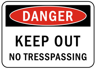 Keep out sign private property danger warning