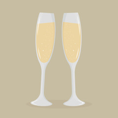 Champagne glasses. Champagne. Vector illustration