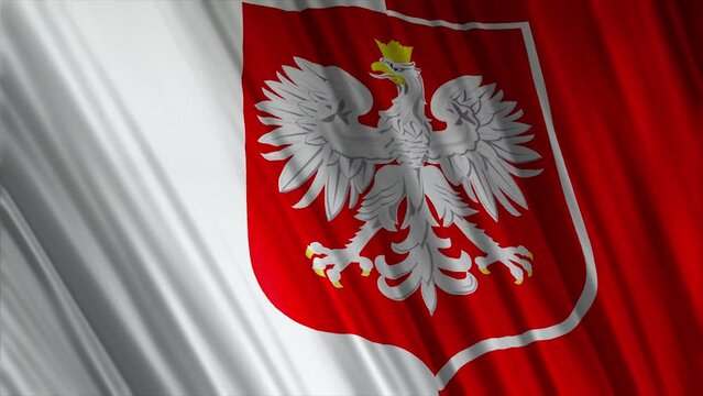 Polish national flag with crowned eagle video | 4k realistic animation 25fps