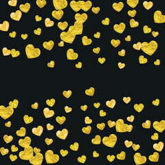 Heart Glitter. Ornament Sparkle For Party. Fashion Frame. Golden Happy Backdrop. Romance Voucher For Couple. Gold Random Border. Yellow Heart Glitter.