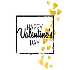 Valentine Day Vector. Abstract Concept For Anniversary. Luxury Frame. Gold Art Backdrop. Graphic Border For Present. Yellow Fashion Sparkle. Golden Valentine Day Vector.