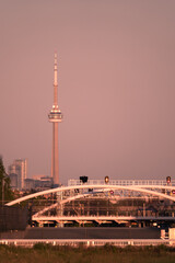 Obraz premium A Sunset View from Weston down the Rail Corridor to Downtown Toronto