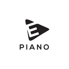 Piano play E letter logo design