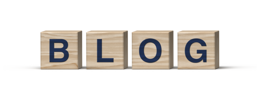 Blog Schrift aus Holzwürfel Grafik als transparentes png