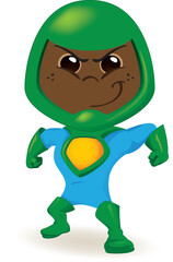 Boy person in an eco-friendly super hero uniform. Ideal for educational, didactic and institutional material.