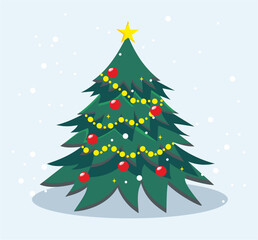 christmas tree with snow