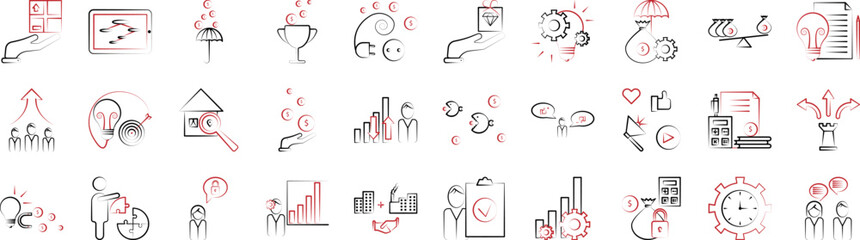Business and management handdraw icons collection vector illustration design - obrazy, fototapety, plakaty