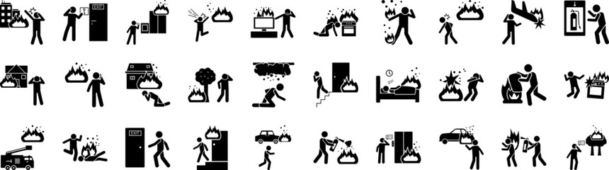Fire icons collection vector illustration design
