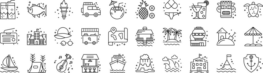 Hawaii icons collection vector illustration design