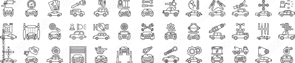 Sticker car repair icons collection vector illustration design