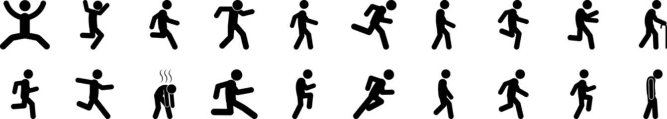 Walking running people icons collection vector illustration design