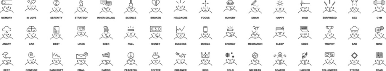 What is in your mind icons collection vector illustration design