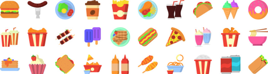 Fast food icons collection vector illustration design