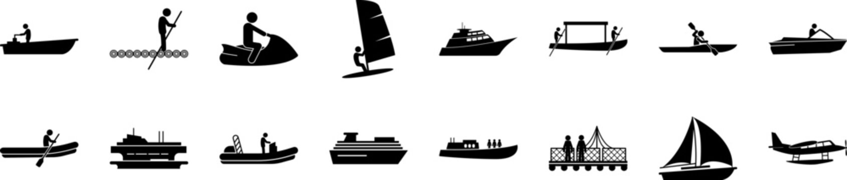 Water Transportation Icons Collection Vector Illustration Design