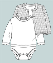 Baby cardigan and bodysuit vector sketch