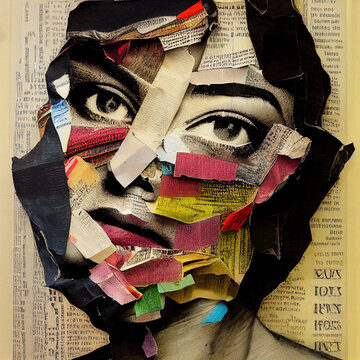 papercraft / collage portraits, imaginary/unidentifiable people (no models or source images, all original)