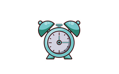 Time Management Alarm Clock Icon, Cartoon Style Alarm Clock, Digital Clock Vector Illustration.
